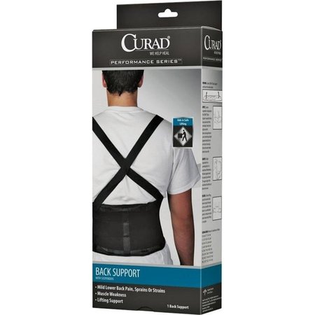 CURAD Back Support with Suspenders, XL, Fits to Waist Size 38 to 42 in, Hook and Loop Closure ORT22200XLD